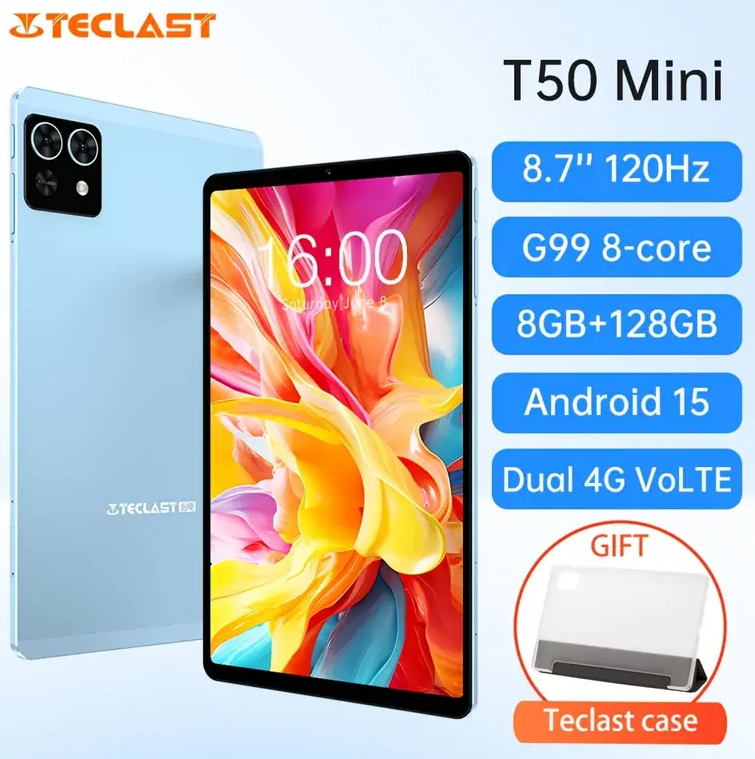 Планшет Teclast T50 Mini Blue 8/128GB Android 15 LTE 4G Helio G99 ПОДАРУНОК - ЧОХОЛ!, фото 1