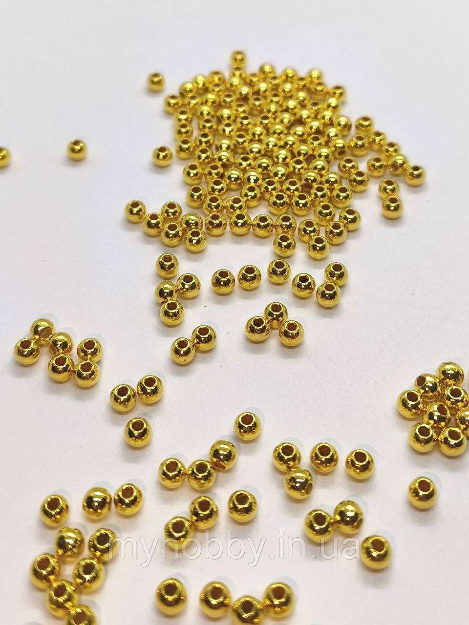 Намистини акрилові 4мм (+-200шт)колір Золотисті, фото 1