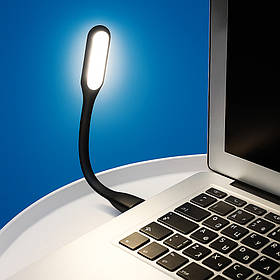 Лампа USB гнучка, LED, Чорна (ЮСБ лампочка для ноутбука та повербанка)