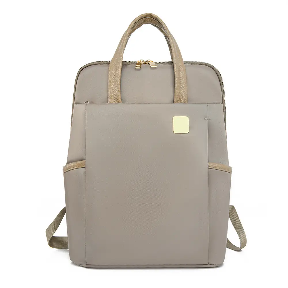 Рюкзак жіночий міський для ноутбуку 15" нейлон 37*30*12см сіро-бежевий (5-0119)