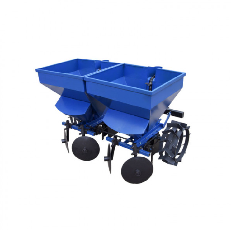 Дворядна картоплесаджалка до мототрактора з бункером для добрив, фото 1