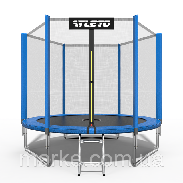 Батут дитячий з сіткою та драбинкою 252 см Atleto синій (mrk)
