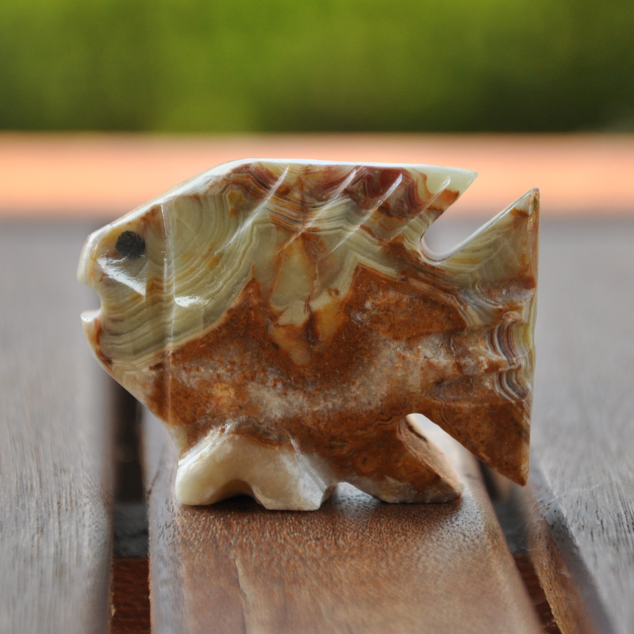 Статуетка рибка з натурального каменю онікс, 5 х 4 см (колір, як на фото), фото 1