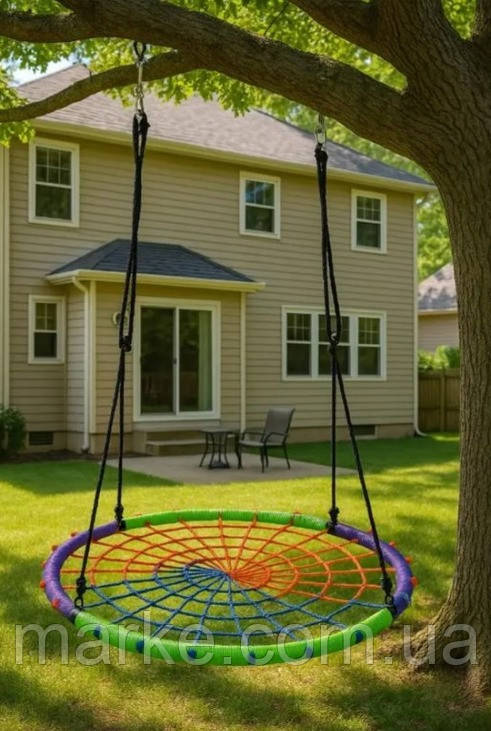 Гойдалка-гніздо кругла дитяча 100 см Spoko SP-5C садова підвісна для вулиці різнокольорова (mrk)