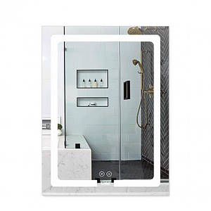 Дзеркало Lidz Kubis 600х800 з LED-підсвіткою Touch, з антизапотіванням, з диммером, регіт. яскравості LD78LF9376080