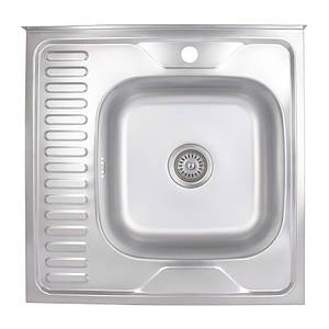 Кухонна мийка Brinex 6060-R 0,6 мм Satin (BRIN6060RSAT06)