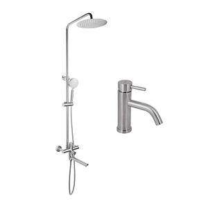 Комплект для душової кімнати Lidz Aria 1033 Душова система на 3 споживачі (k35) Nickel +Lidz Aria 0011F Змішувач для раковини