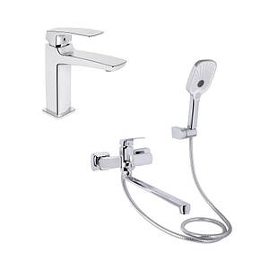 Акційний набір для ванної кімнати Qtap Tern Змішувач для раковини QTTER2701CRM47584 Chrome+Qtap Tern