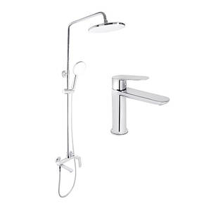 Акційний набір для душової кімнати Qtap Evia Змішувач для раковини QTEVI2701CRM47576 Chrome+Qtap Evia Душова система