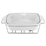 Марміт керамічний прямокутний 2,4 л Kamille зі скляною кришкою на хромованій підставці, фото 2