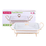 Марміт керамічний 1,3 л із позолотою Kamille прямокутний 30,5х19х6 см, фото 2