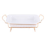 Марміт керамічний 1,3 л із позолотою Kamille прямокутний 30,5х19х6 см, фото 3