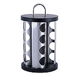 Набір ємностей для спецій 16 шт Kamille на круглій підставці металік, фото 3