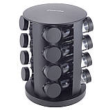 Набір ємностей для спецій 16 шт. Kamille на круглій чорній підставці, фото 4