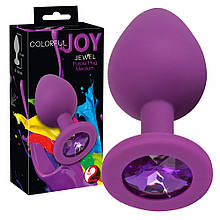 Силіконова анальна пробка з фіолетовим кристалом Colorful Joy Jewel Purple Plug Medium