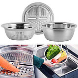 Набір 3 в 1 Kamille миска, друшляк, кришка з терткою, фото 3