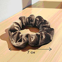 Гумка для волосся d - 7 см оксамитова Scrunchie #01 світло-коричневий колір