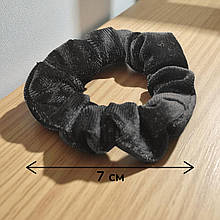 Гумка для волосся d - 7 см оксамитова Scrunchie #06 чорний колір