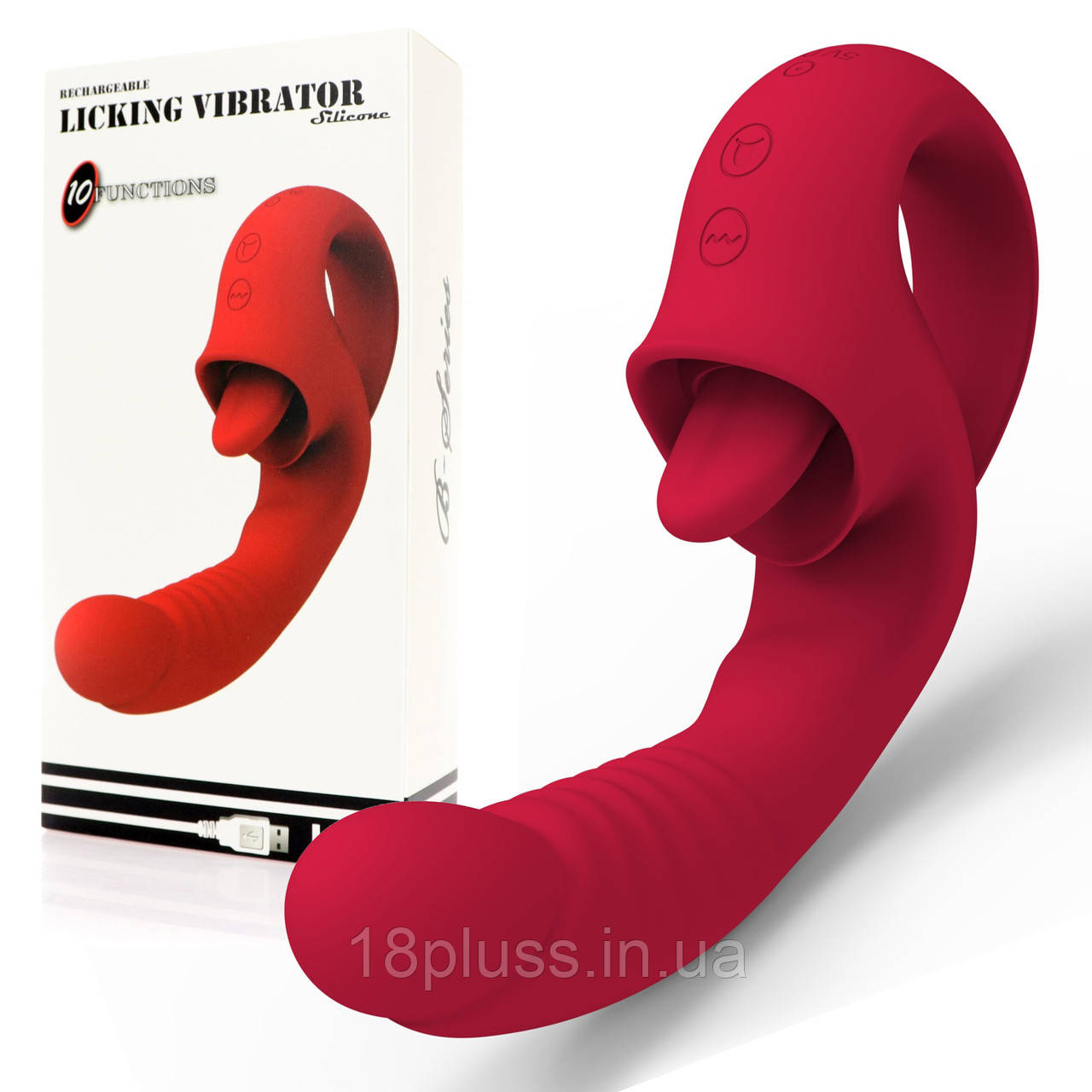 Силіконовий вібратор з 10 функціями вібрації та 10 функціями лизання Rechargeable Licking Vibrator Silicone, фото 1