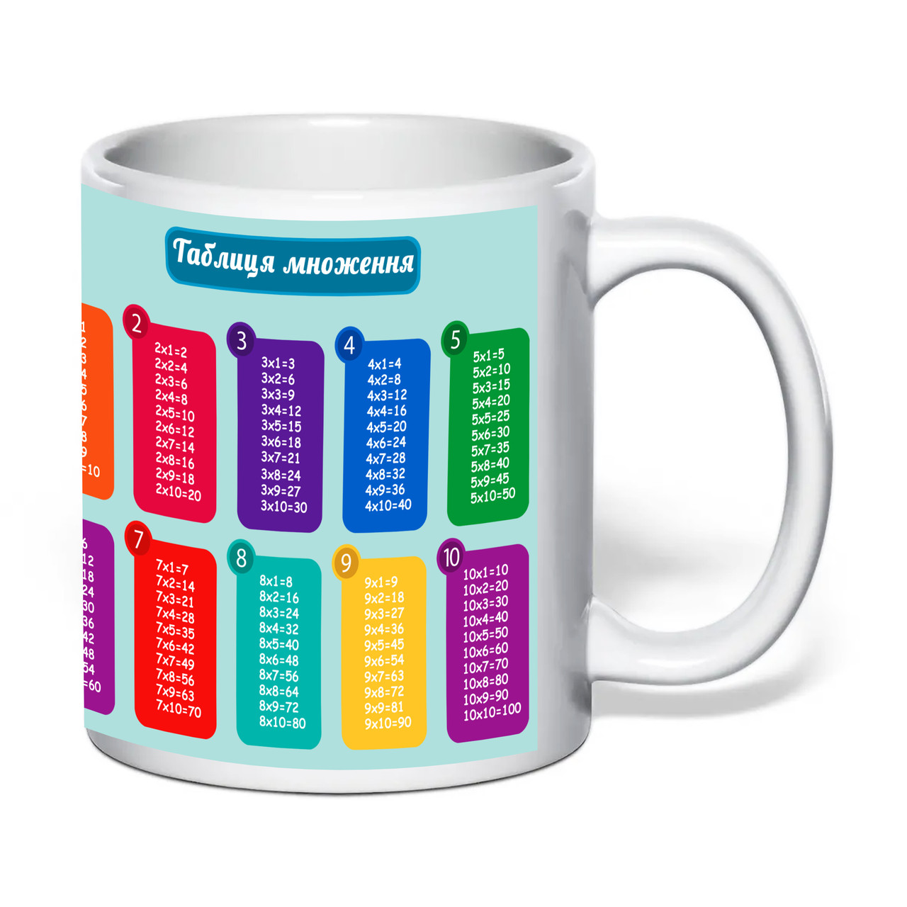 Чашка з друком "Табличка множення" №3 330 мл (колір білий) (30093), фото 1