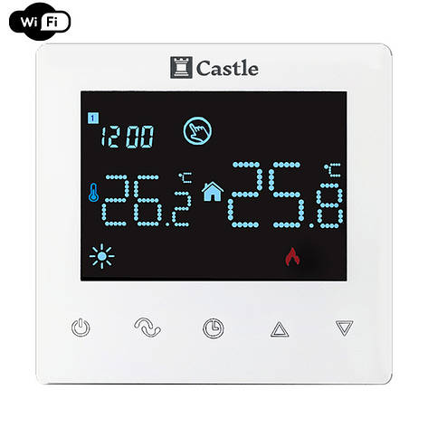 Терморегулятор програмний для теплої підлоги Castle AC606H з функцією WI-FI (Білий), фото 1