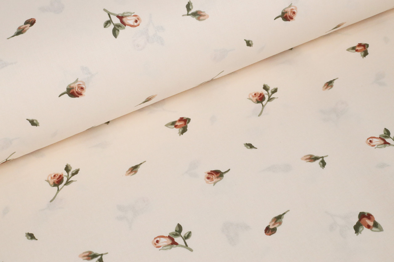 Ранфорс 240 см Трояндочки на ніжно-персиковому