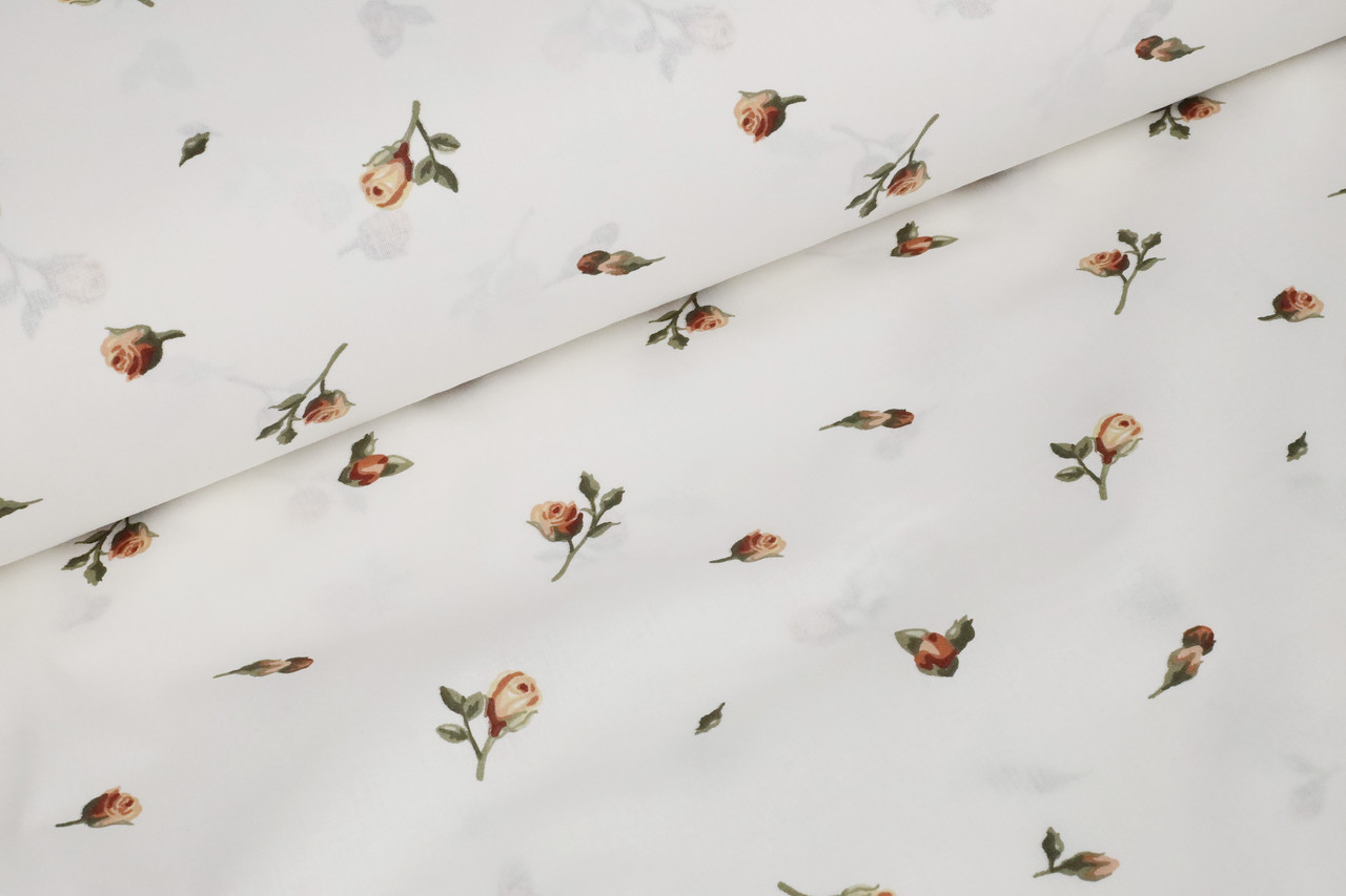 Ранфорс 240 см Трояндочки персикові на молочно-білому