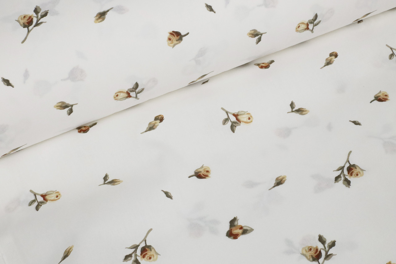 Ранфорс 240 см Трояндочки жовті на білому