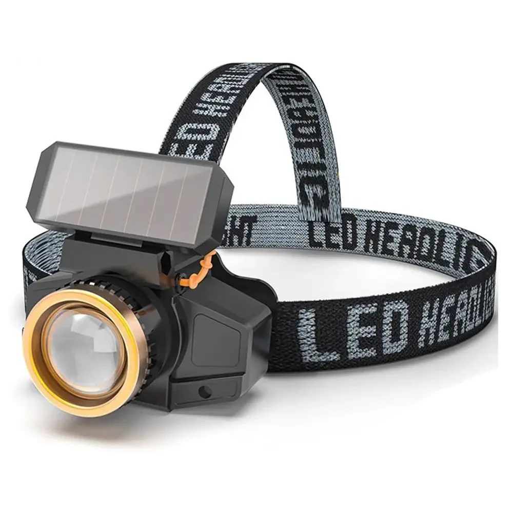 Ліхтар налобний XPE LED з сенсором та сонячною панеллю, USB-зарядка, 650 лм, фото 1