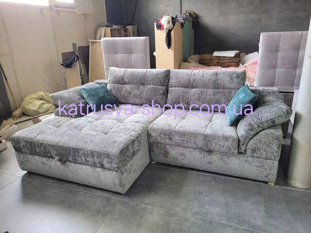 Диван кутовий Каліфорнія Люкс (преміум) велюр антикіготь сірий, фото 1