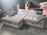 Диван кутовий Каліфорнія Люкс (преміум) велюр антикіготь темно-сірий, фото 5