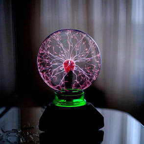 Декоративний світильник, плазмова куля Тесла, блискавичний дотик "Plasma Magic Light Flash BIG Ball" 10 см (чорний), фото 3