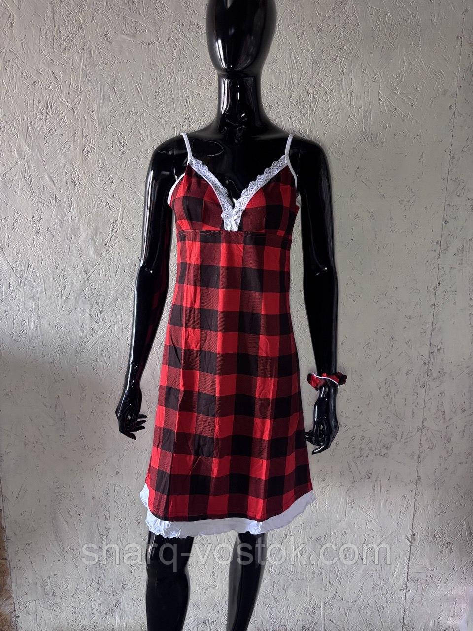 Жіноча нічна сорочка на лямках, фото 1