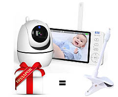 Відеоняня Baby Monitor ABM501-USB з монітором 5'' +(ТРИМАЧ ПРИЩЕПКА), двостороннім зв'язком та нічним баченням