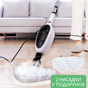 Парова швабра-пароочисник 2в1, 6 насадок для вологого прибирання підлоги, килимів і меблів, без хімії (ALE-006-R)