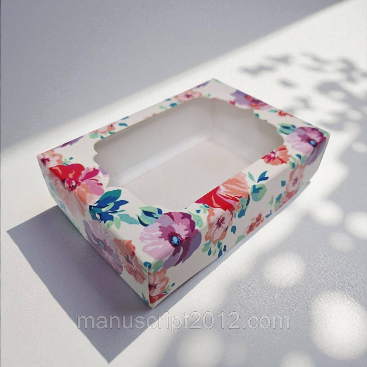 Коробка для подарунків з вікном (130х90х35мм.) "Рожеві квіти"