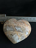 Місячний персиковий і сонячний натуральний камінь кабошон серце з натурального сонячного каменю 78*71*34,5 мм, фото 7