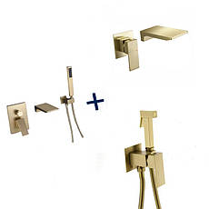 Змішувач для ванни Santep + змішувач для умивальника/гігієнічний душ Santep золото матове