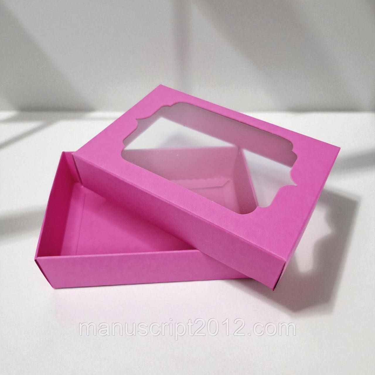Коробка для подарунків з вікном (130х90х35мм.) малинова