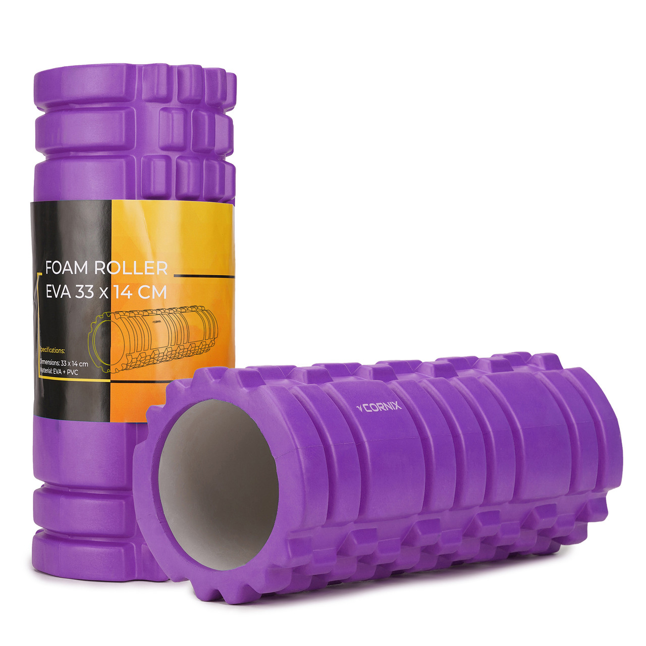 Масажний ролик Cornix EVA 33 x 14 см (валик, роллер) XR-0032 Violet, фото 1