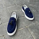 Сині лофери на білій підошві 42 розмір, фото 7