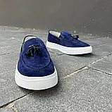 Сині лофери на білій підошві 42 розмір, фото 8