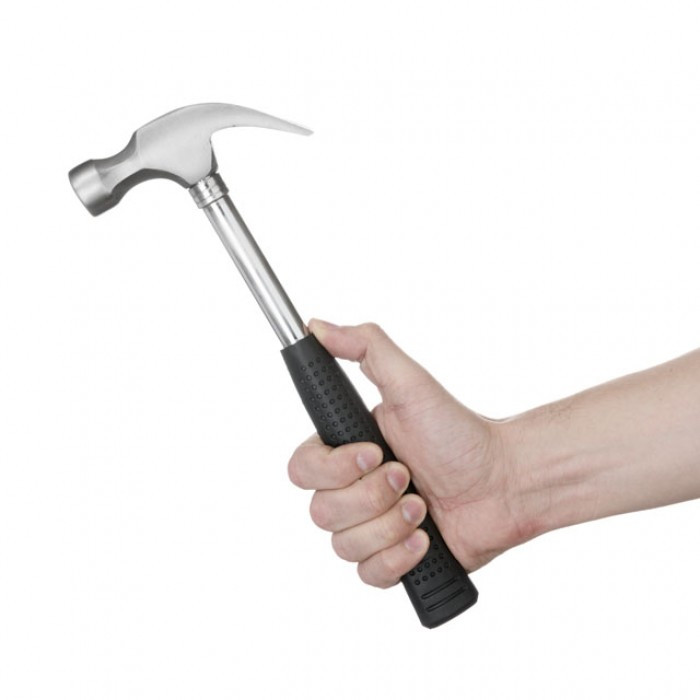 Столярний молоток із цвяходером 450 г, з металевою ручкою INTERTOOL HT-0224, фото 1