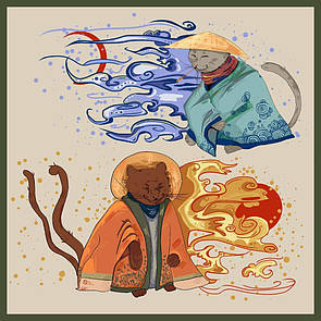 Хустка дизайнерська двостороння з котами 70х70 MKNC111216-1 Modna KAZKA