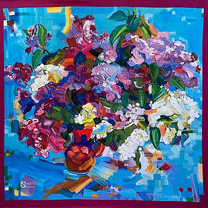 Хустка жіноча дизайнерська "Бузок" 50х50 см MKNC100624-9 НАТА ЧАРІВНА