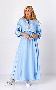 Сукня жіноча з льону з вишивкою та поясом Мілагрес MKSN2360/4