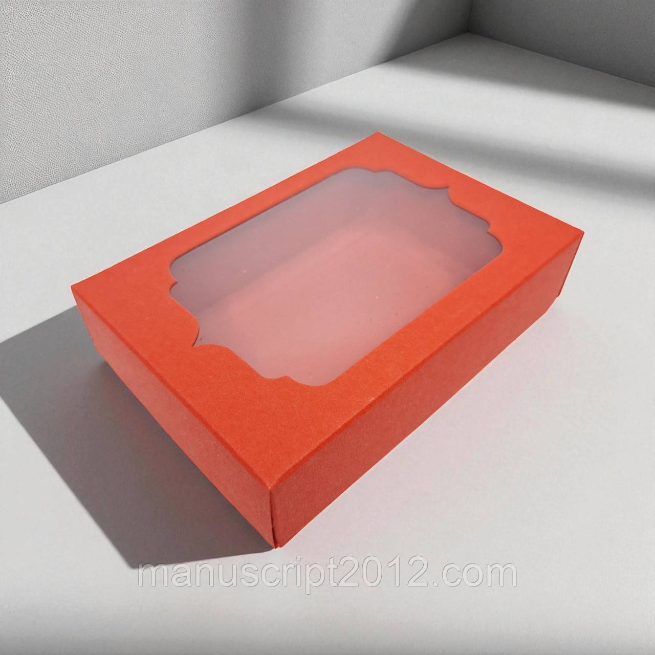 Коробка для подарунків з вікном (130х90х35мм.) червона