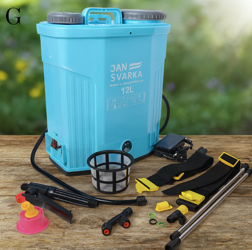 Обприскувач акумуляторний JANSVARKA-12(А) 12 л 12В з розсувною вудкою 115 см і комплектом насадок, фото 1
