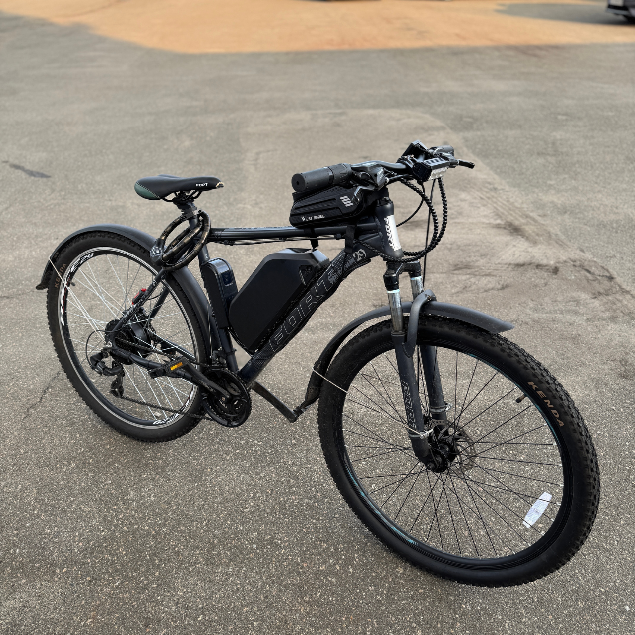 Велосипед з електроприводом Б/У 29" Fort 500w 48v 24ah з дисплеєм+фара+крила+багажник+запасна батарея