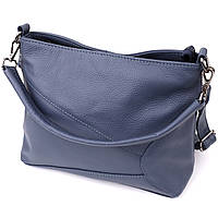 Практичная женская сумка на два отделения из натуральной кожи Vintage 23016 Синий